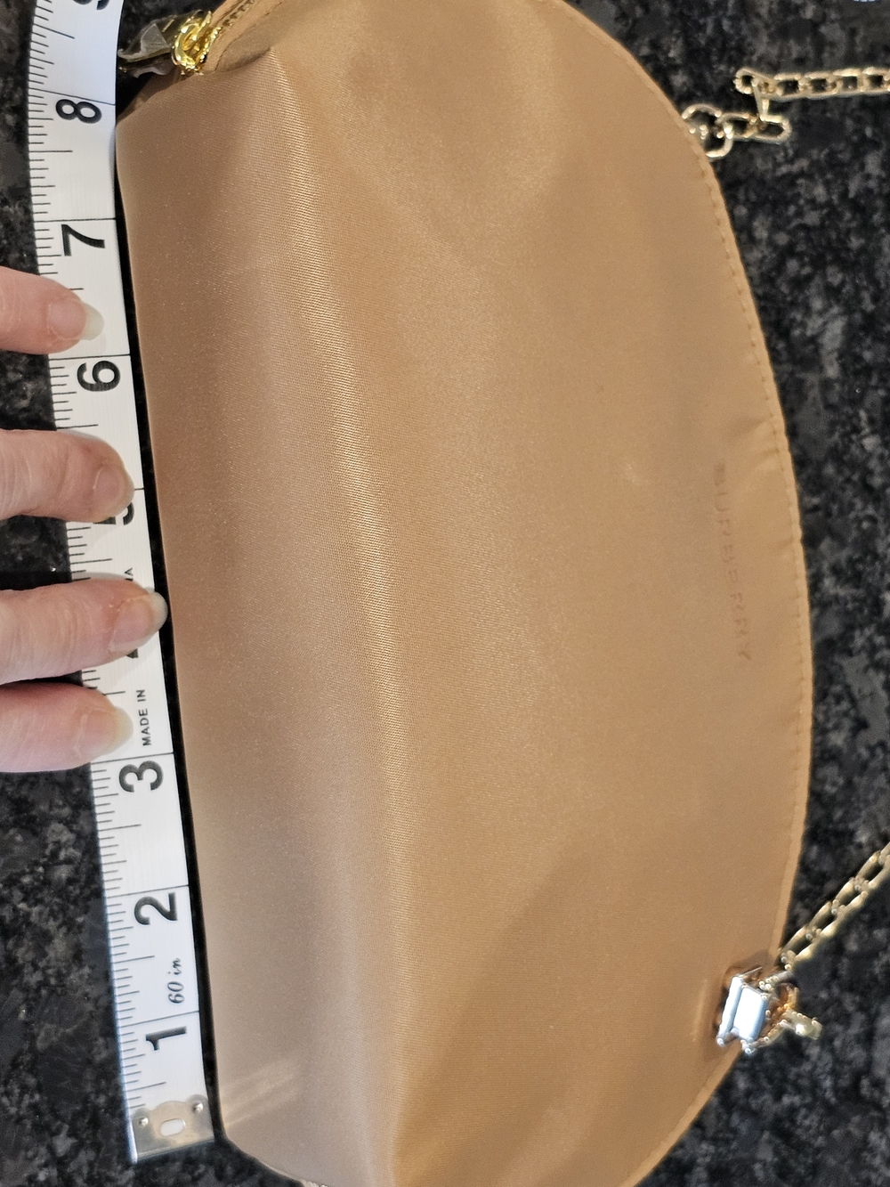 Burberry Tan Clutch with Gold Crosbody Chain Added NWOT - Picture 15 of 16